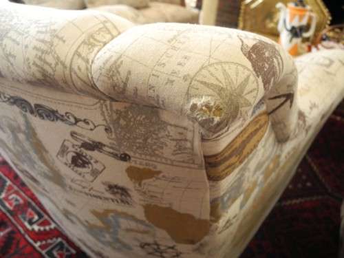 Two stylish & modern arm chairs w/ thick durable fabric w/ a nautical theme.Stunning in all rooms.