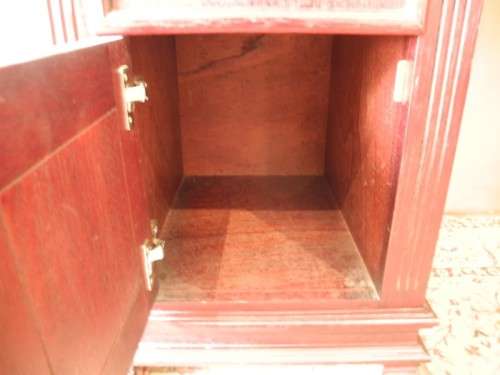 A gorgeous vintage Mahogany two-drawer, two cupboard library/ ladies writing desk w/ ornate handles