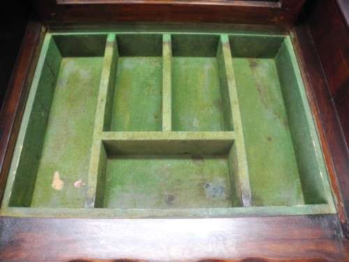 A gorgeous vintage solid Imbuia ball & claw dressing table w 4 drawers, large mirror & brass handles