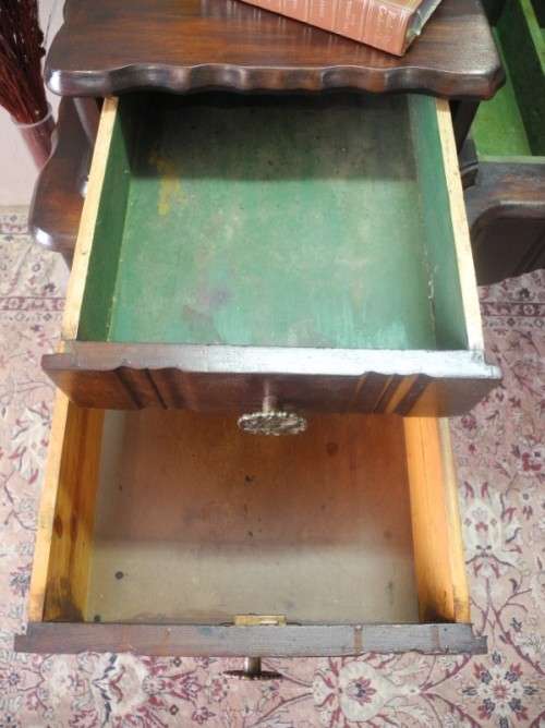 A gorgeous vintage solid Imbuia ball & claw dressing table w 4 drawers, large mirror & brass handles