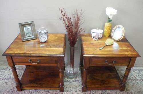 An awesome pair of Indonesian Teak pedestals with a drawer and shelf, stunning!
