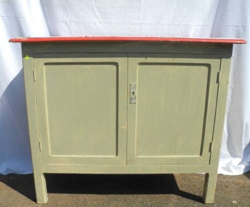 A wonderful vintage tile top multi purpose cabinet. Great restoration project!