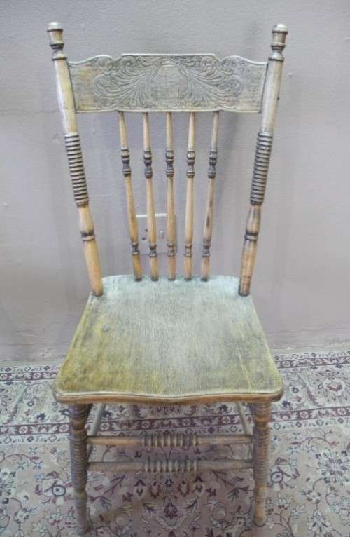 WOW!!! Three wonderful carved solid Oak spindle back chairs for restoration.