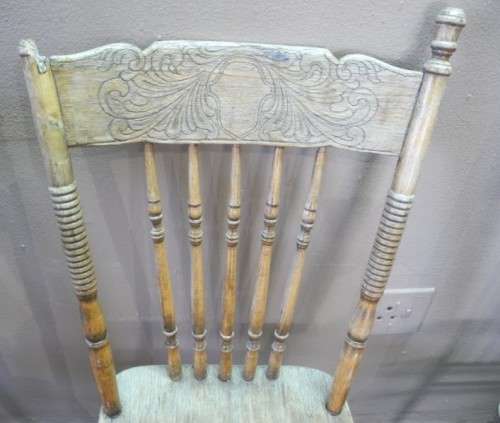 WOW!!! Three wonderful carved solid Oak spindle back chairs for restoration.