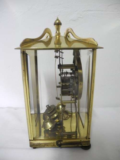 BARGAIN CLOCKS!!A vintage Schatz brass and glass clock. Lifespace Sale