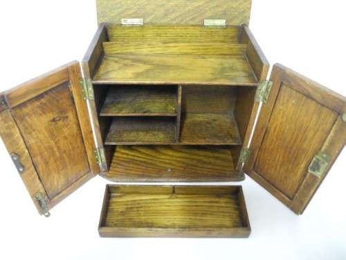 An awesome vintage mini wooden pipe smokers cabinet w/ shelves and place for 5 pipes. Lifespace Sale