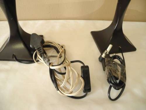 A lovely pair of wood table lamps with wicker shades -Lifespace Sale