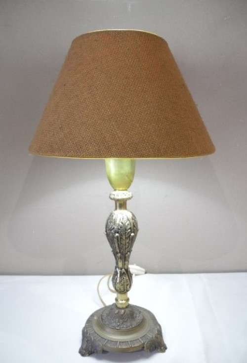 A stunning vintage Brass table lamp with a lovely vintage shade - very stylish.