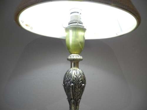 A stunning vintage Brass table lamp with a lovely vintage shade - very stylish.