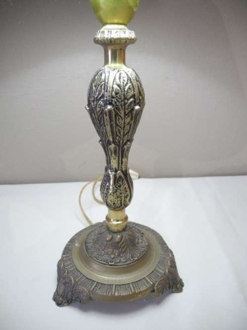 A stunning vintage Brass table lamp with a lovely vintage shade - very stylish.