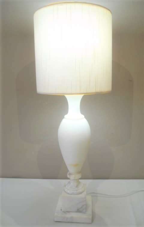 A beautiful solid marble table lamp with a lovely white lampshade-Lifespace Sale