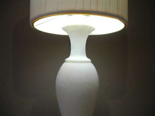 A beautiful solid marble table lamp with a lovely white lampshade-Lifespace Sale