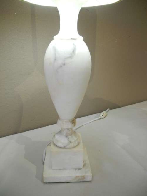 A beautiful solid marble table lamp with a lovely white lampshade-Lifespace Sale