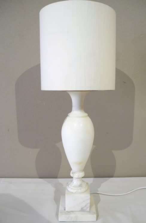 A beautiful solid marble table lamp with a lovely white lampshade-Lifespace Sale