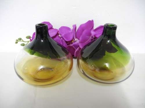 A beautiful set of two hand blown glass vases-Lifespace Sale