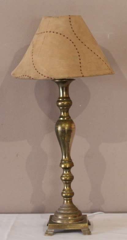 A stunning vintage Brass table lamp with a lovely vintage shade - very stylish.