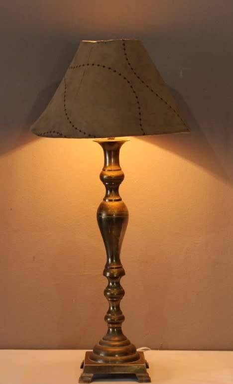 A stunning vintage Brass table lamp with a lovely vintage shade - very stylish.