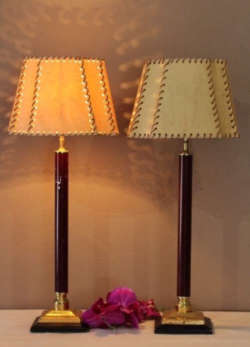 Two stunning tall table lamps with a lovely lampshade and brass base-Lifespace Sale