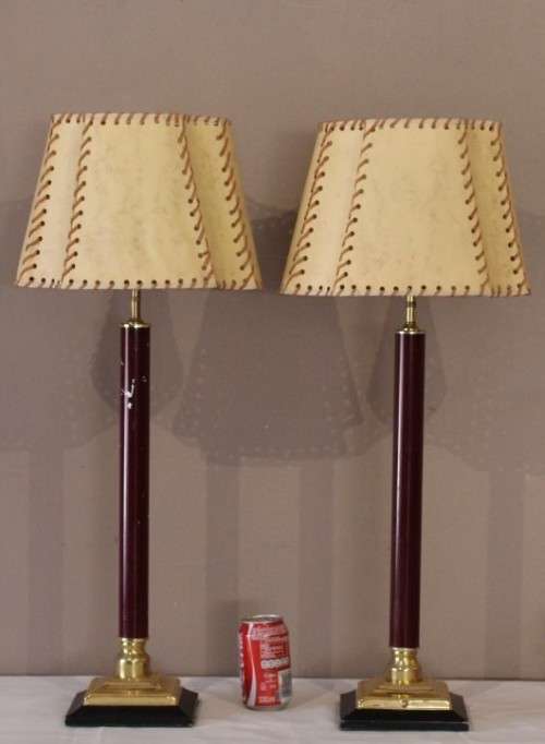 Two stunning tall table lamps with a lovely lampshade and brass base-Lifespace Sale