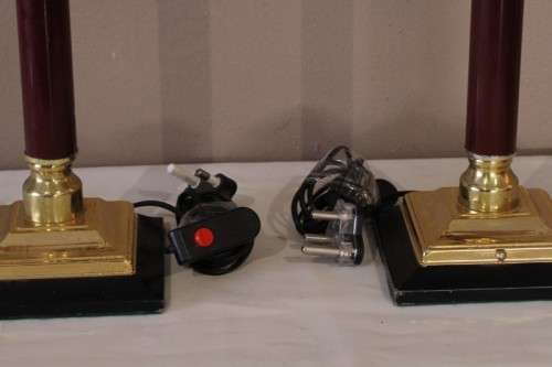 Two stunning tall table lamps with a lovely lampshade and brass base-Lifespace Sale