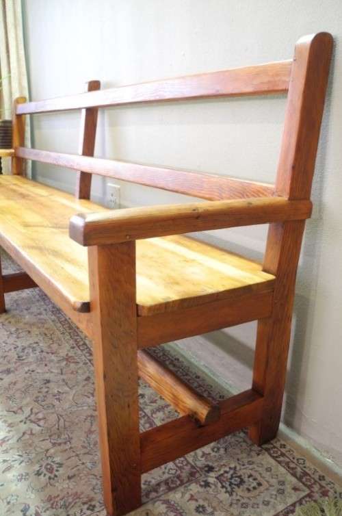 A fantastic well-made, sturdy vintage 5 seater Oregon wood bench - perfect  in a lapa/ patio!
