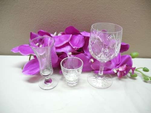 A collection of 8 mixed clear glasses, perfect on a table-Lifespace Sale