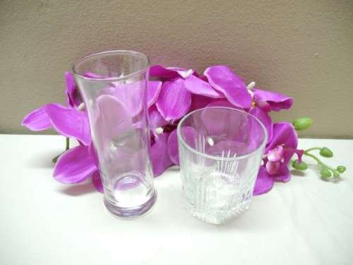 A collection of 8 mixed clear glasses, perfect on a table-Lifespace Sale