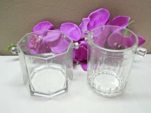 Two glass ice buckets- ideal for a drinks tray or trolley-Lifespace Sale