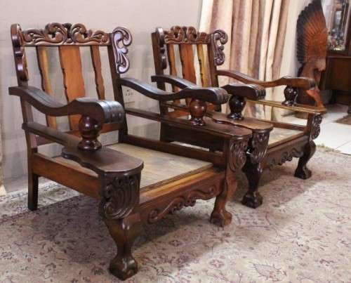 Two gorgeous vintage carved Imbuia ball & claw chairs - add your own cushions-Lifespace Sale