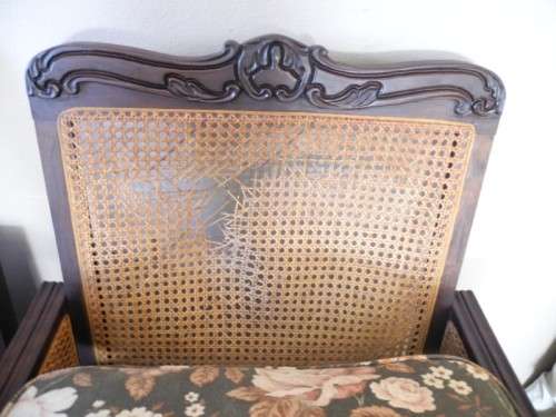 A pair of fabulous floral cushioned vintage Imbuia chairs - perfect in a lapa/patio-Lifespace Sale