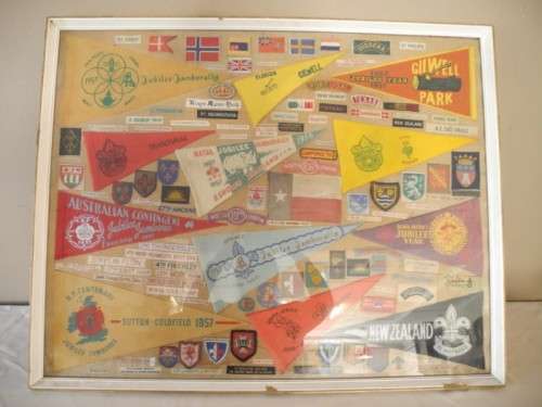 A selection of Scout memorabilia framed behind glass-Lifespace Sale