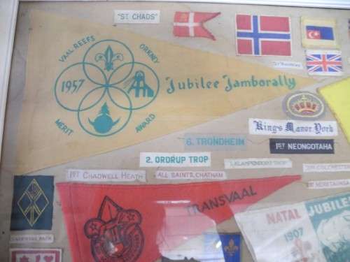 A selection of Scout memorabilia framed behind glass-Lifespace Sale