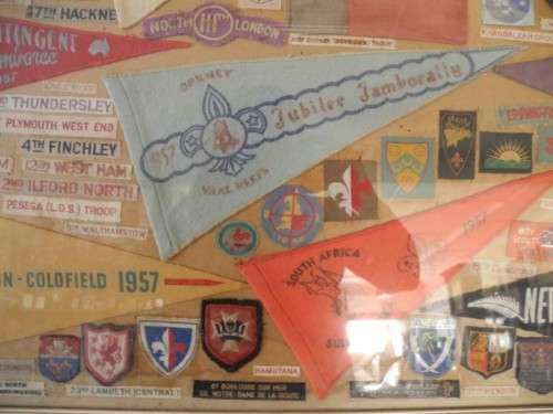 A selection of Scout memorabilia framed behind glass-Lifespace Sale