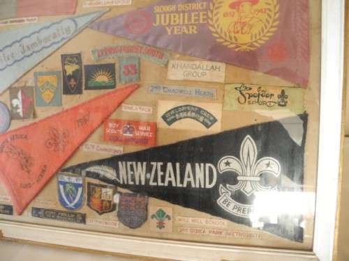 A selection of Scout memorabilia framed behind glass-Lifespace Sale