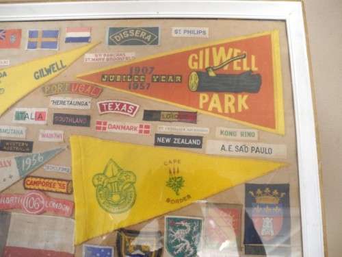 A selection of Scout memorabilia framed behind glass-Lifespace Sale