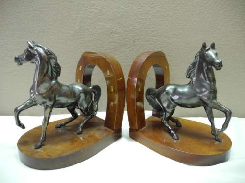 A fantastic set of horse shoe bookends with horses on, stunning on a bookshelf-Lifespace Sale