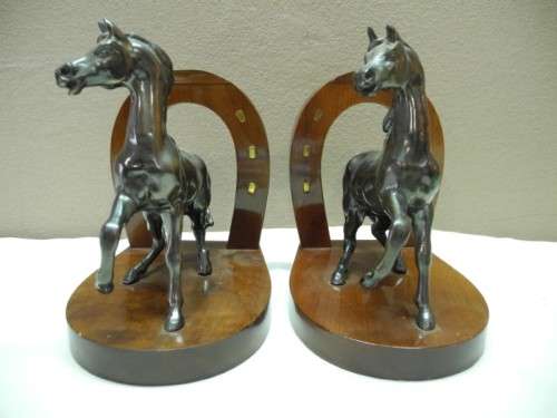 A fantastic set of horse shoe bookends with horses on, stunning on a bookshelf-Lifespace Sale