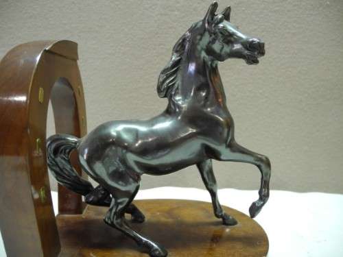A fantastic set of horse shoe bookends with horses on, stunning on a bookshelf-Lifespace Sale