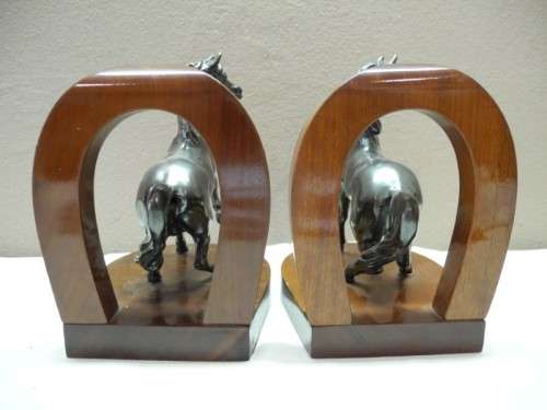 A fantastic set of horse shoe bookends with horses on, stunning on a bookshelf-Lifespace Sale