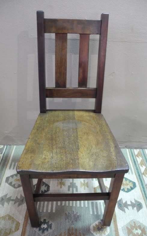 Two wonderful odd vintage wooden occasional/ kitchen chairs.