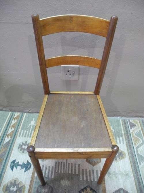 Two wonderful odd vintage wooden occasional/ kitchen chairs.