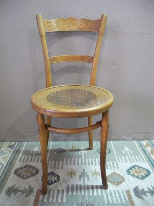 Two stunning vintage carved bentwood occasional/ kitchen chairs.