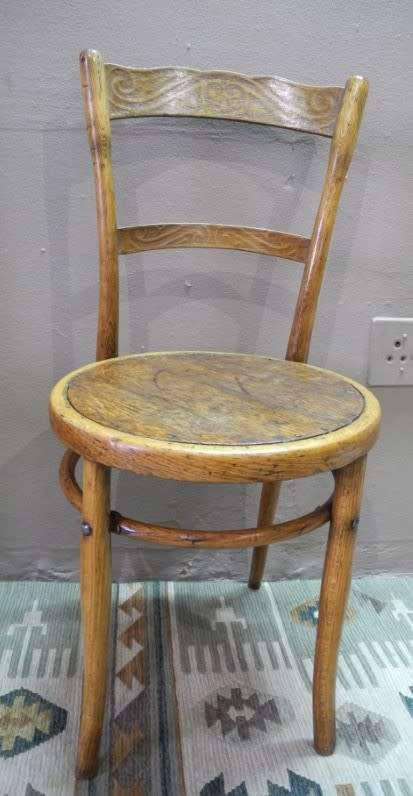 Two stunning vintage carved bentwood occasional/ kitchen chairs.