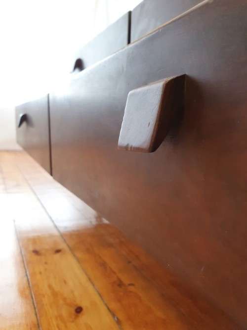 A retro styled Imbuia multipurpose display/ TV stand with 4 drawers-Xmas Sale