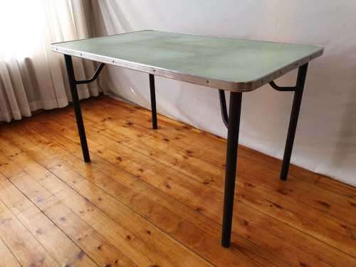 A vintage linoleum six seater table perfect for a garden, patio/ lapa etc