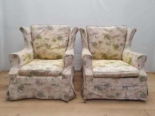 A pair of vintage Wingback arm chairs for restoration