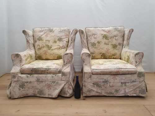 A pair of vintage Wingback arm chairs for restoration