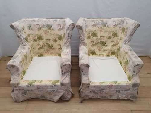 A pair of vintage Wingback arm chairs for restoration