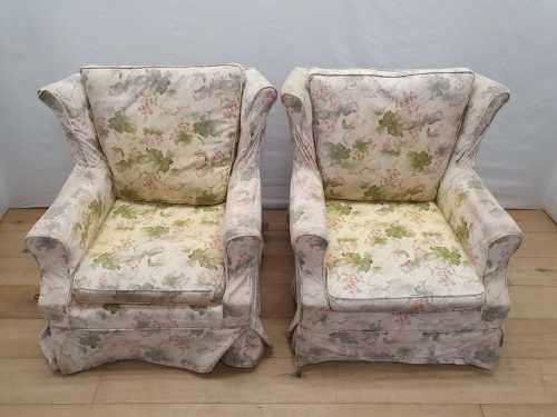 A pair of vintage Wingback arm chairs for restoration