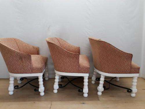 A stunning white wood base arm chair for restoration